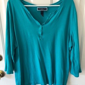 Teal Knit Henley style top
